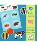 Детска игра лото Djeco - Пера и козина, 16 части