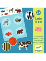 Детска игра лото Djeco - Пера и козина, 16 части