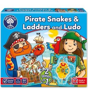 Orchard Toys Детска образователна игра Пирати змии и стълби § Людо