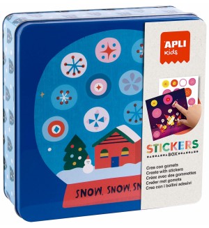 Детска игра със стикери Apli - Коледа, в метална кутия