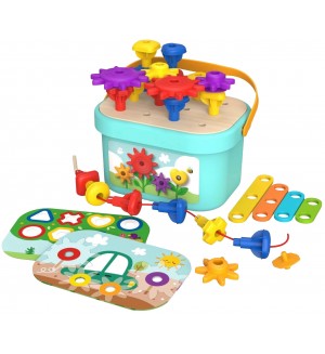 Детска игра Tooky Toy - Мозайка и конструктор в куфар, 49 части Детска игра Tooky Toy - Мозайка и конструктор в куфар, 49 части