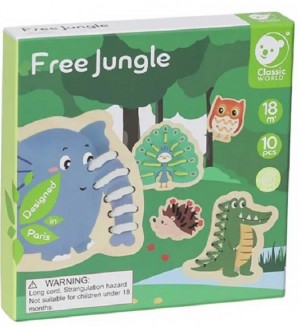 Детска игра за нанизване Classic World - Животни от джунглата