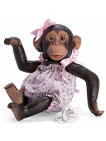 Детска играчка Asi - Бебе-маймунка Лола, с боди на цветя, 32 cm