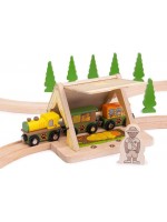 Детска играчка Bigjigs - Дървена палатка, сафари