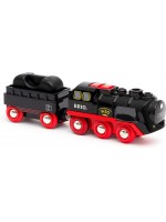 Детска играчка Brio - Парен локомотив с вагон