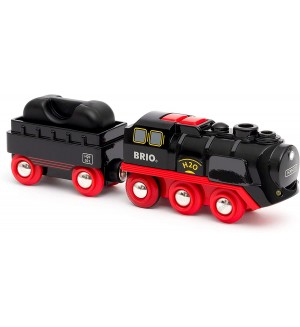 Детска играчка Brio - Парен локомотив с вагон