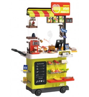 Детска играчка Buba - Количка за fast food, Нудълс шоп, 88 части