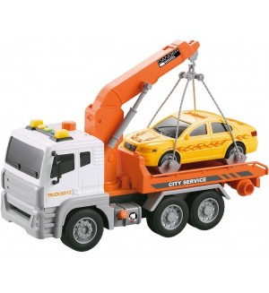 Детска играчка City Service - Камион с кран и кола