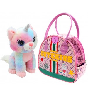 Детска играчка Funville CuteKins - Коте еднорог в чанта, Rainbow