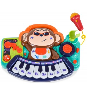 Детска играчка Hola Toys - Мини пиано с микрофон, DJ Monkey