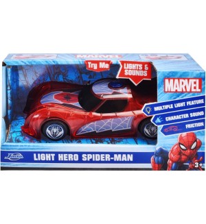 Детска играчка Jada Toys - Кола Marvel Light Hero Spider-Man, 1:32