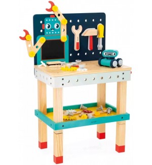 Детска играчка Janod Brico Kids - Голям работен тезгях, робот