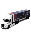 Детска играчка Kinsmart - Метален камион Freightliner eCascadia с контейнер, 1:62, бял