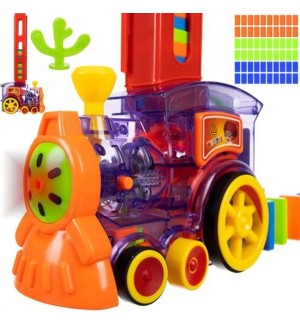 Детска играчка Kruzzel - Влакче с домино блокчета