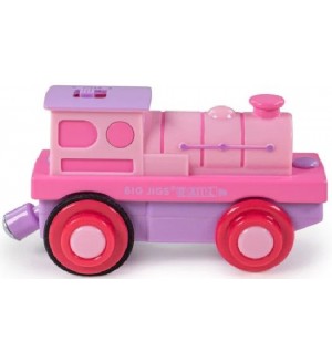 Детска играчка локомотив Bigjigs - с батерии, розов
