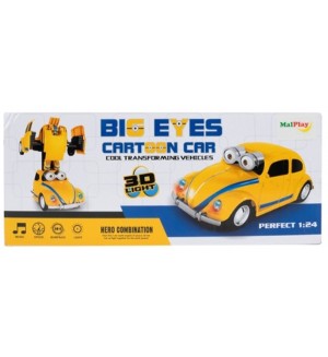 Детска играчка MalPlay - Автомобил-трансформер VW Beetle, мащаб 1:24