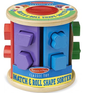 Детска играчка Melissa & Doug - Дървена сортер ролка с форми