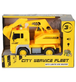 Детска играчка Moni Toys - Камион с лопата, звук и светлини, 1:20