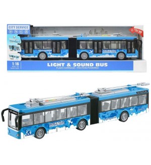 Детска играчка Ocie City Service - Градски тролейбус, 1:16, син