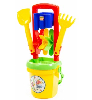Детска играчка Polesie Toys - Плажна мелница с гребло и лопатка