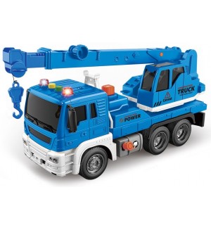 Детска играчка Raya Toys - Камион с кран, с музика и светлини, 1:16
