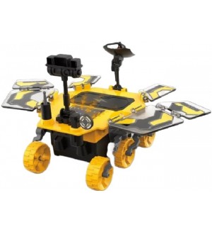 Детска играчка Raya Toys - Соларен робот, Марсоход за сглобяване, жълт, 46 части