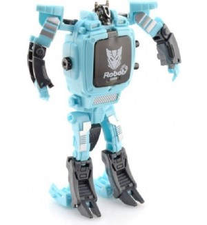 Детска играчка Raya Toys - Трансформиращ се робот-часовник, син