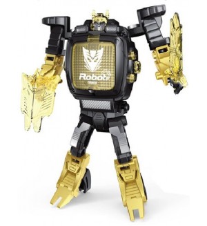 Детска играчка Raya Toys - Трансформиращ се робот-часовник, жълт