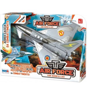 Детска играчка RS Toys - Изтребител, със звук и светлина, бяла светкавица