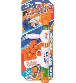 Детска играчка RS Toys - Пушка-помпа с меки топчета, 6 броя