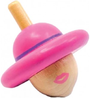 Детска играчка Svoora - Дамата, дървен пумпал Spinning Hats