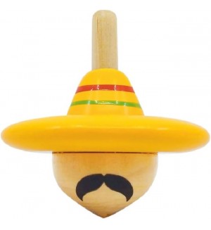Детска играчка Svoora - Мексиканецът, дървен пумпал Spinning Hats 