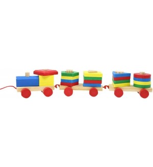 Детска играчка Toru Toys - Дървено влакче, 38 cm