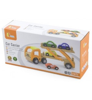 Детска играчка Viga - Автовоз с 4 колички