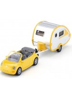  Метална количка Siku - Кабрио VW Beetle с каравана