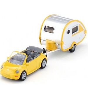  Метална количка Siku - Кабрио VW Beetle с каравана