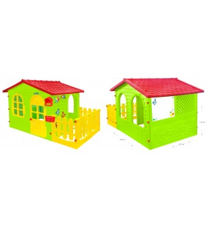Детска къщичка Mochtoys - С ограда и дъска за рисуване