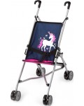 Детска количка за кукли Bayer - Buggy, синя с еднорог 
