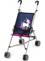 Детска количка за кукли Bayer - Buggy, синя с еднорог 