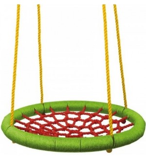 Детска кръгла люлка Woody - Зелена, 83 cm