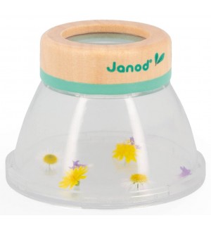 Детска лупа за наблюдение Janod - Happy Garden, с контейнер