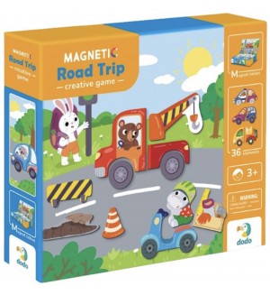 Детска магнитна игра Dodo - Road Trip, 36 части