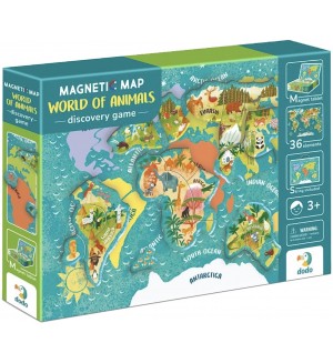 Детска магнитна игра Dodo - World of Animals, 36 части