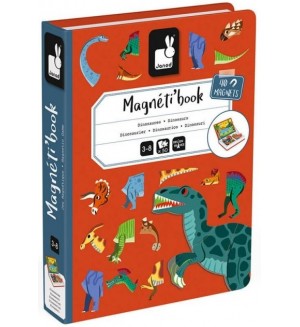 Детска магнитна книга Janod - Динозаври, 50 части