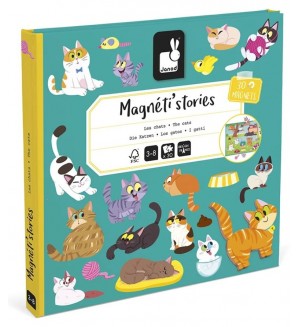 Детска магнитна книга Janod - Котки, 30 магнита