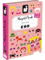 Детска магнитна книга Janod - Смешни лица на момичета