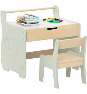 Детска маса за рисуване 2 в 1 Costway - С бяла и черна дъска Детска маса за рисуване 2 в 1 Costway - С бяла и черна дъска