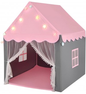 Детска палатка Costway - Със светлини и подложка, розова Детска палатка Costway - Със светлини и подложка, розова
