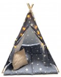 Детска палатка Ginger Home - Little Stars, типи, с LED лампички, сива