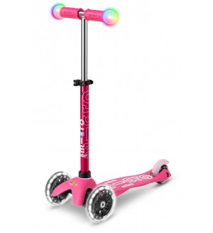 Детска тротинетка Micro - Mini Deluxe Magic LED, Pink